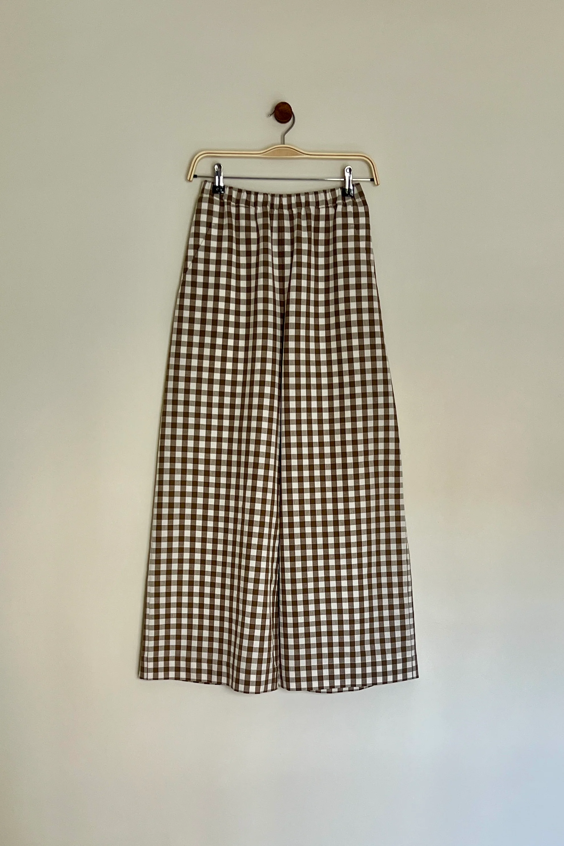 Atwin The Label - The Wide Leg Trousers In Brown Cotton Gingham - Image 4