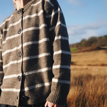 Charl Knits - Alma Cardigan In Rye And Surf White - Image 3