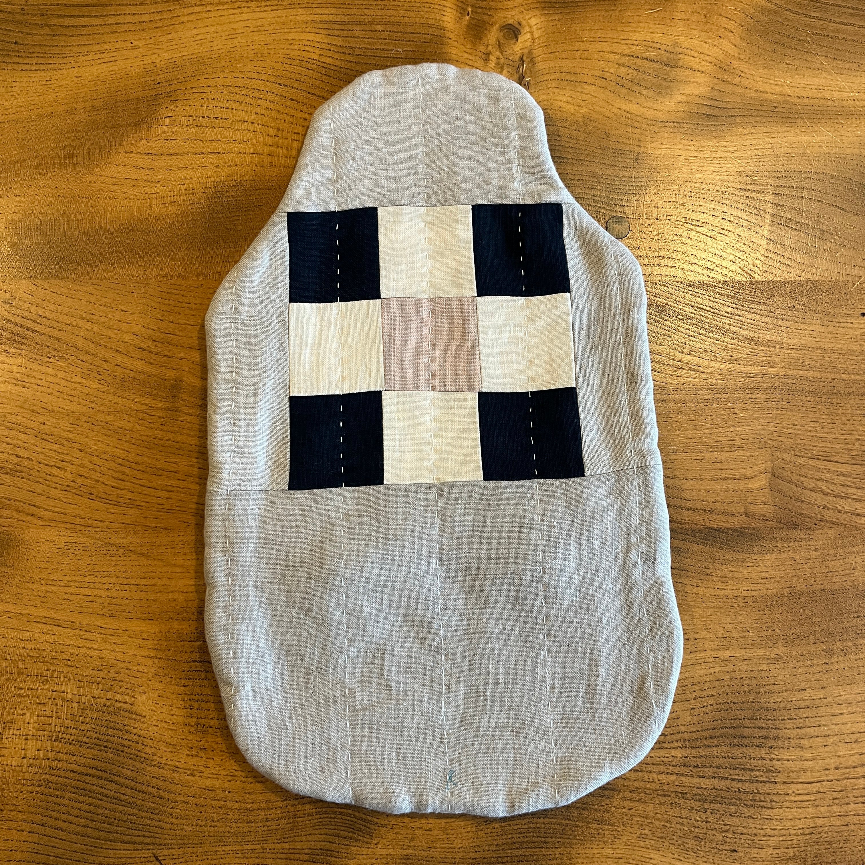 Slow Progress - Patchwork Linen Hot Water Bottle Cover - Image 3
