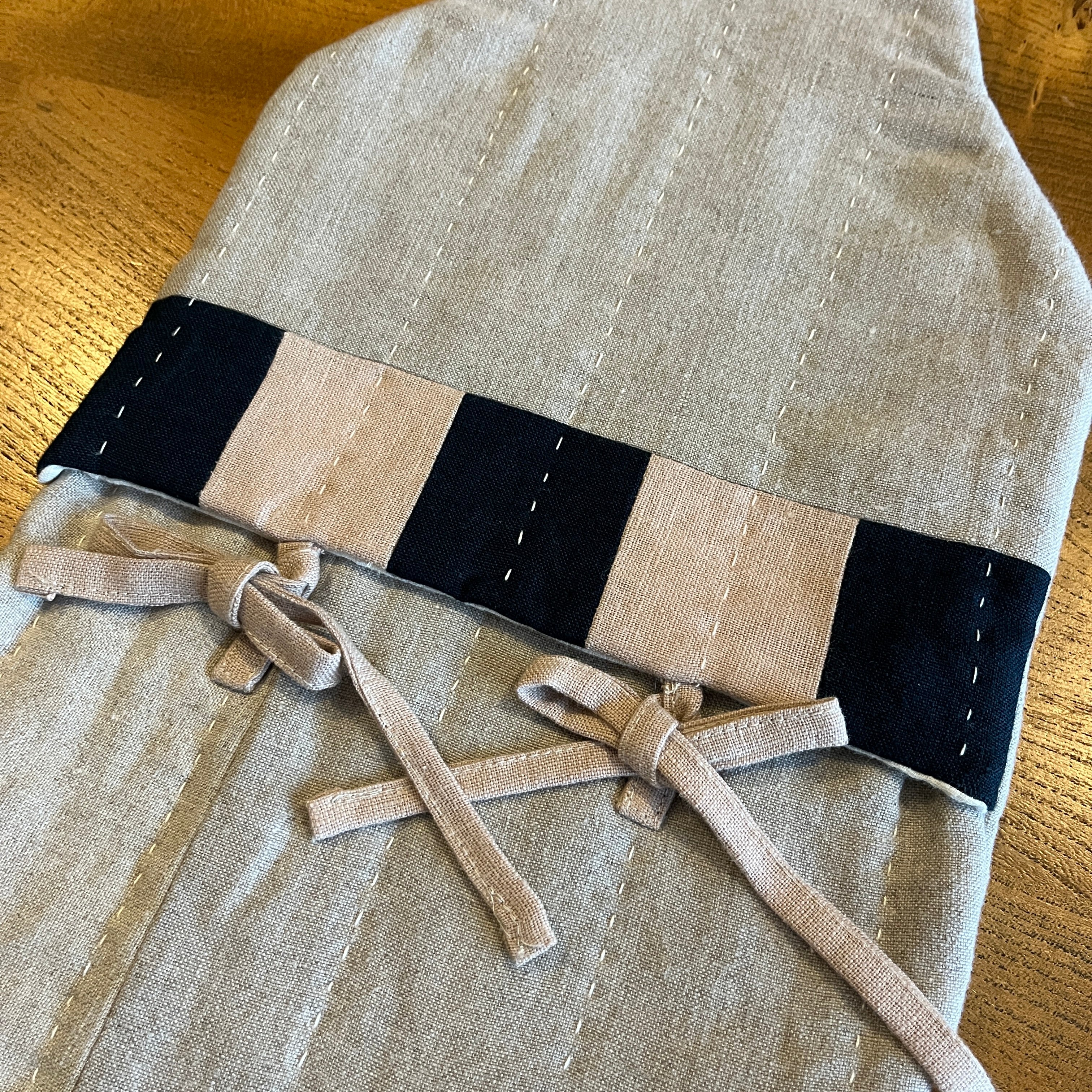Slow Progress - Patchwork Linen Hot Water Bottle Cover - Image 4