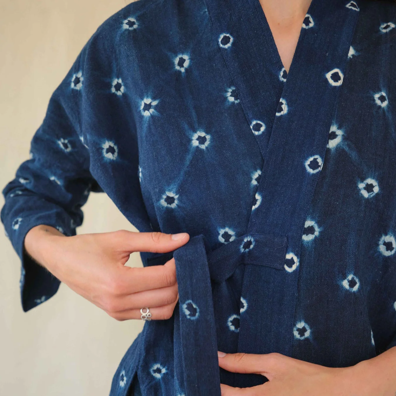 Tamay & Me - Cardigan Jacket In Tie Resist Indigo - Image 3